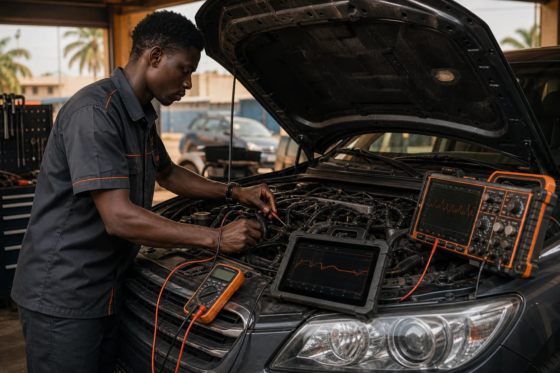 Mesures électroniques réalisées pendant un diagnostic automobile
